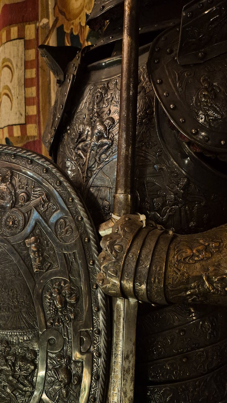 detailed medieval knight armor close up